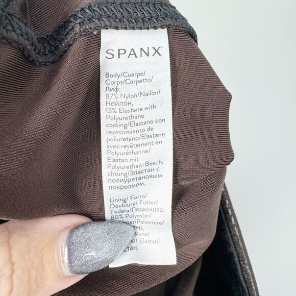 SPANX | Faux Leather Brown Croc Reptile Print Leggings Women’s Size Small - Picture 9 of 9